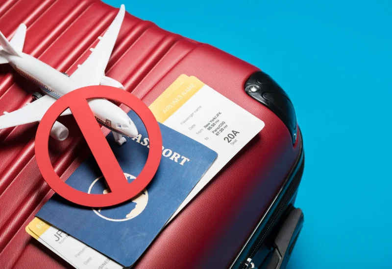 high-angle-luggage-blue-background